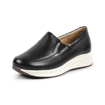 Tênis Feminino Fly Calce Fácil Couro Preto