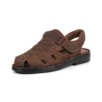 Sandália Masculina Couro Café Conforto Soft | Opananken