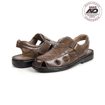 Sandália Masculina Couro Preto Conforto Soft | Opananken