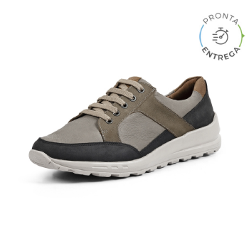 Sapatênis Masculino Couro Grafite Conforto | Opananken