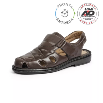 Sandália Masculina Couro Preto Conforto Soft | Opananken