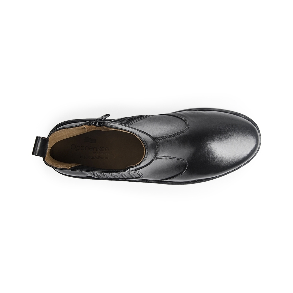 Bota Masculina Couro Preto com Zíper Conforto | Opananken